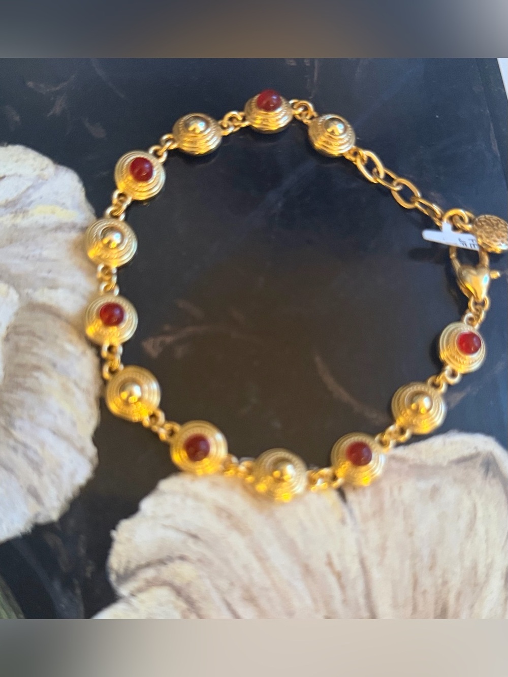 Brighton Gold-Tone Venetian Gem Bracelet with Red Accent Cabochons